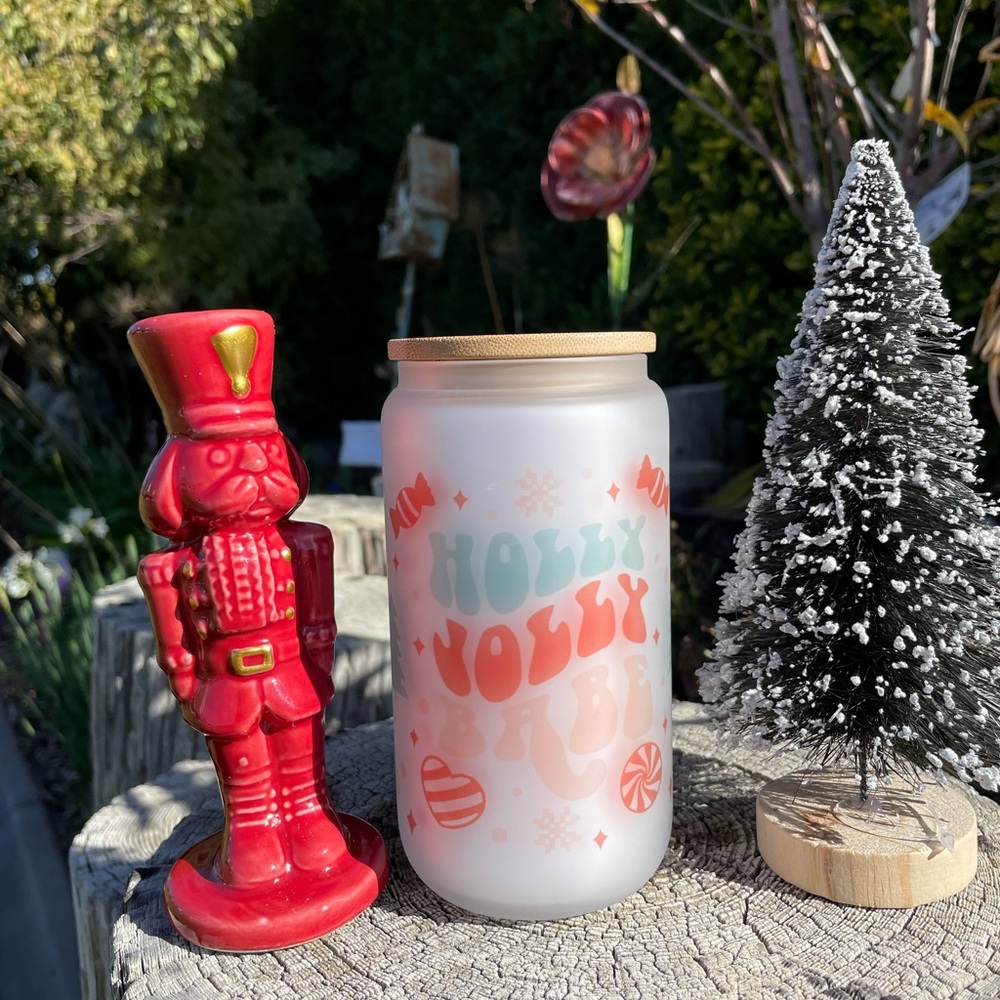 Holly jolly babe Christmas Libby beer can cup